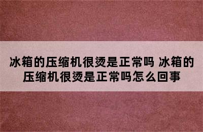 冰箱的压缩机很烫是正常吗 冰箱的压缩机很烫是正常吗怎么回事